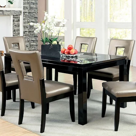 Contemporary Dining Table with Mirror Insert
